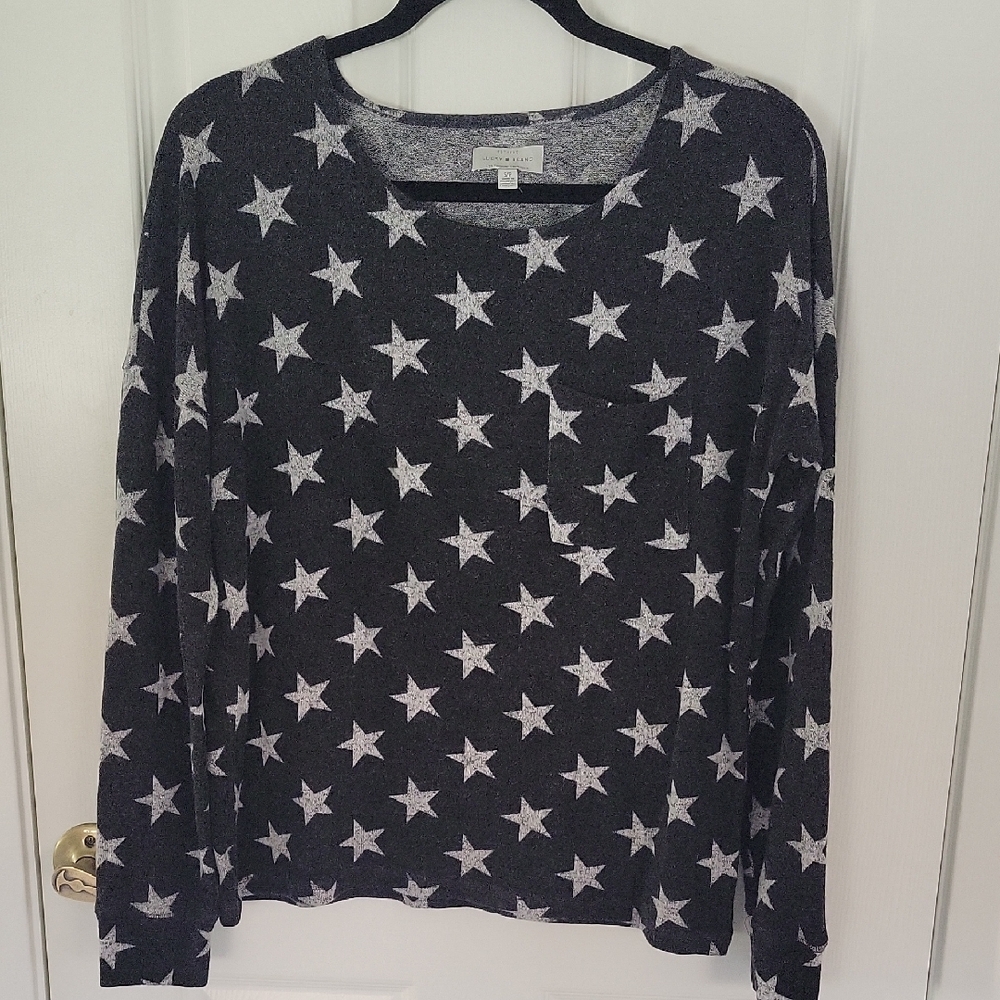 Lucky Brand Textured Gray Top